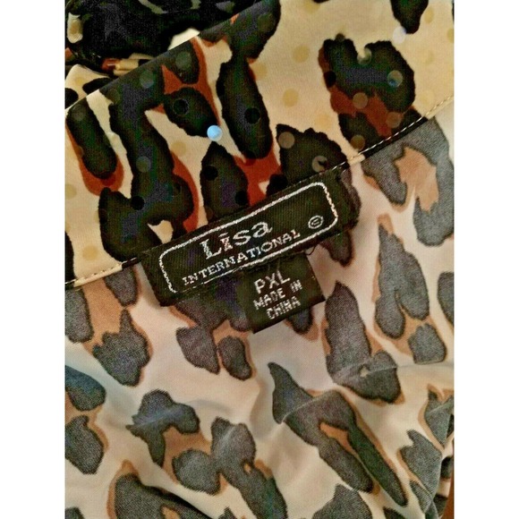 Lisa International Leopard Animal Print Full Zip Jacket Shirt Long Sleeve XLP - Picture 12 of 12